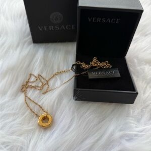 New!! Versace Nuts and Bolts Pendant Necklace in Gold